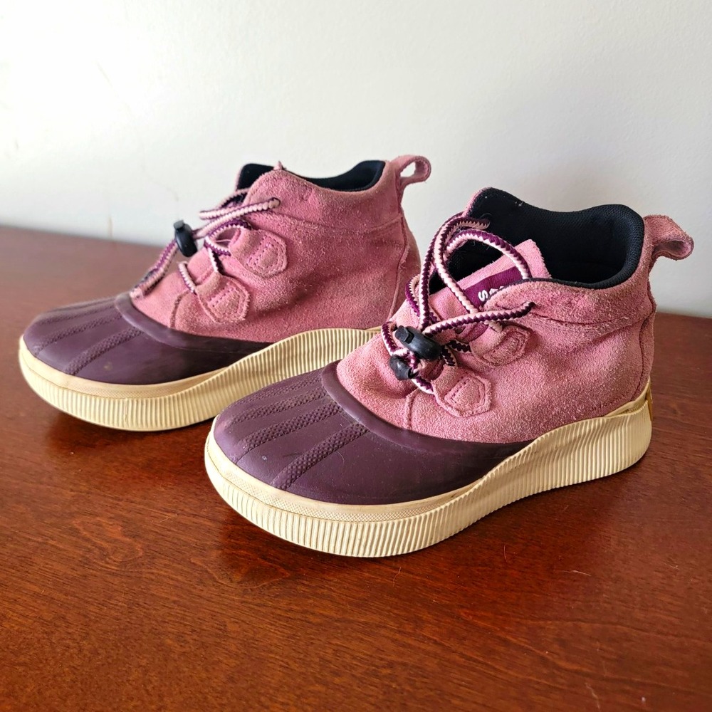 SOREL Girls Duck Boots Pink Purple No Tie Ankle US 4 EU 35 Outdoors Hiking Rain